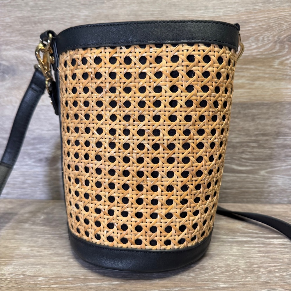 Tommy Bahama Black and Tan Woven Satchel